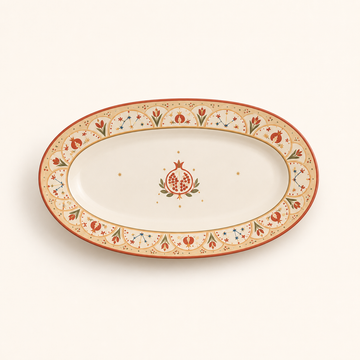 KLAYCO Pomegranate Constellation 36 cm oval serving platter on warm white
