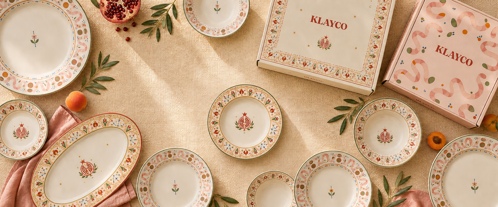 KLAYCO tableware collections and packaging
